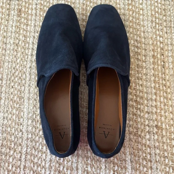 Aquatalia Revy‎ Navy Blue Suede Loafers Women’s Size 10 Smoking Driving Shoes - Picture 6 of 10